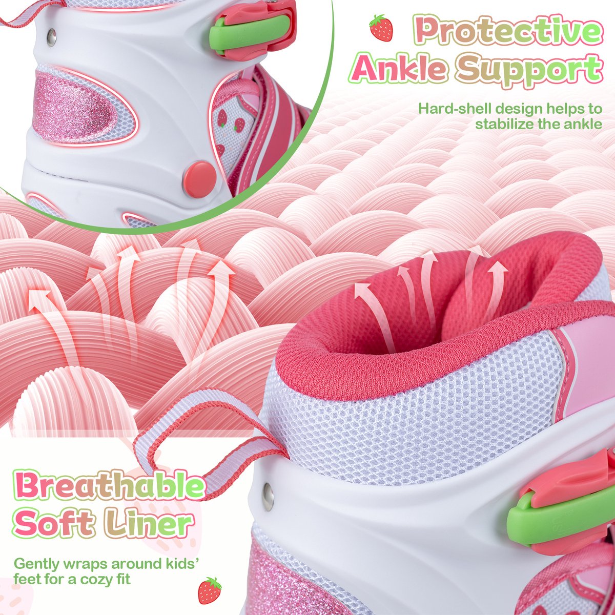 SureDeal® - Sportspeelgoed - Inline Skates - Kinderen Maten Verstelbare - Verlichte Wielen Inline - Roze