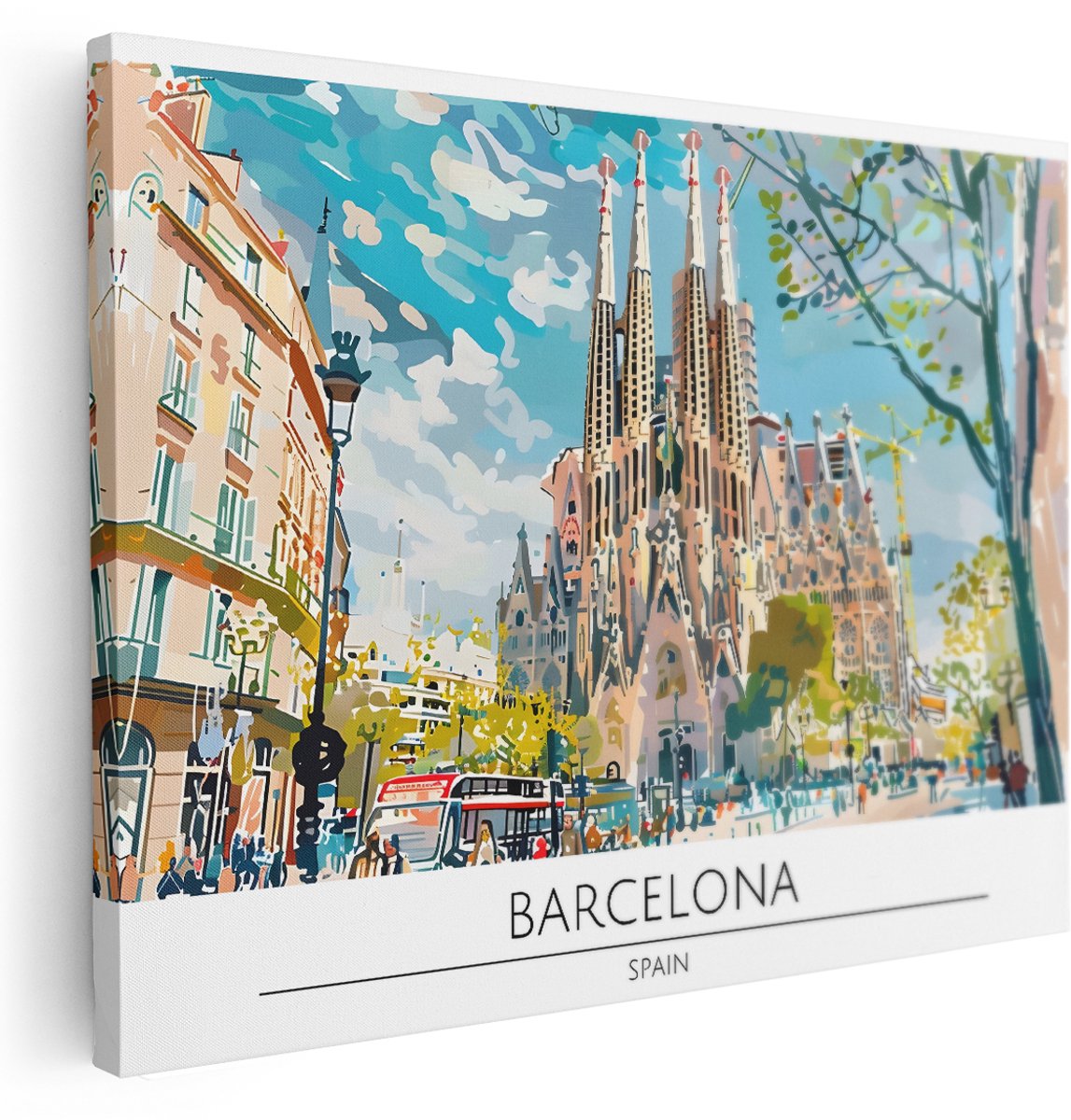 Artaza Canvas Schilderij Barcelona Spanje - 160x120 cm - Groot - Wanddecoratie Sagrada Familia - Muurdecoratie Stad - Kamer Accessoires Woonkamer