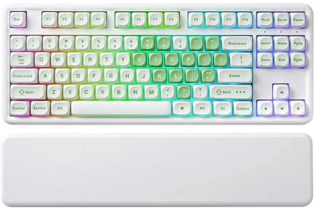 Draadloos Mechanisch Toetsenbord TKL 87-Toetsen QMK/VIA Programmeerbaar Hot-Swap RGB Gaming Polssteun