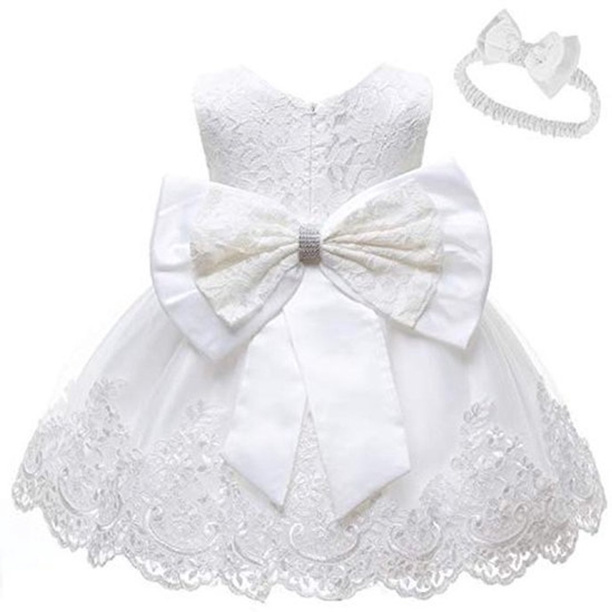 Kanten jurk voor baby meisjes - Tutu jurk voor bruiloften, doopsel en speciale gelegenheden