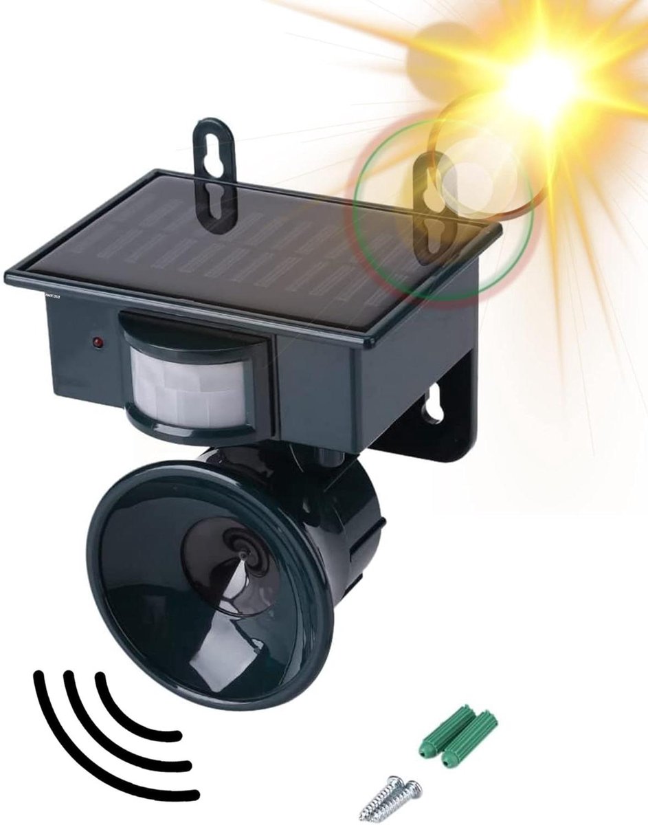 Ultrasoon Afweermiddel - Vogelverjager Bewegingsmelder - Beschermt Tuin - Aangedreven Door Zonne-energie - 10 x 13 x 15 cm - Cyaan