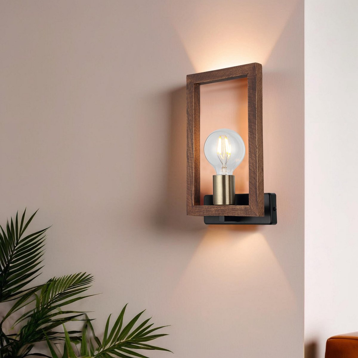 Asir - Wandlamp - Antiek en Zwart - 6 x 16 x 2 cm