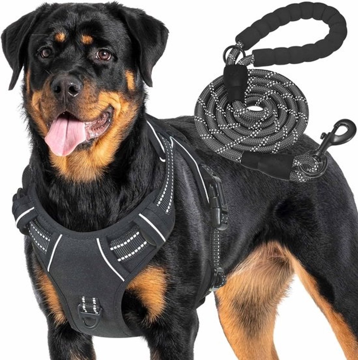 Heavy Duty tactisch hondenharnas groot - anti-trek, verstelbaar en reflecterend voor service- en werkhonden