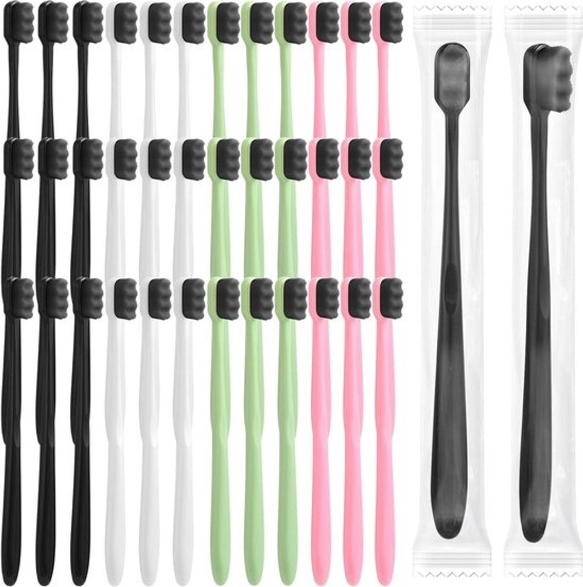 Zachte Tandenborstels - Nano Tandenborstel - Mondhygiëne - 20.000 Micro Borstelharen - 36 stuks - 4 Kleuren