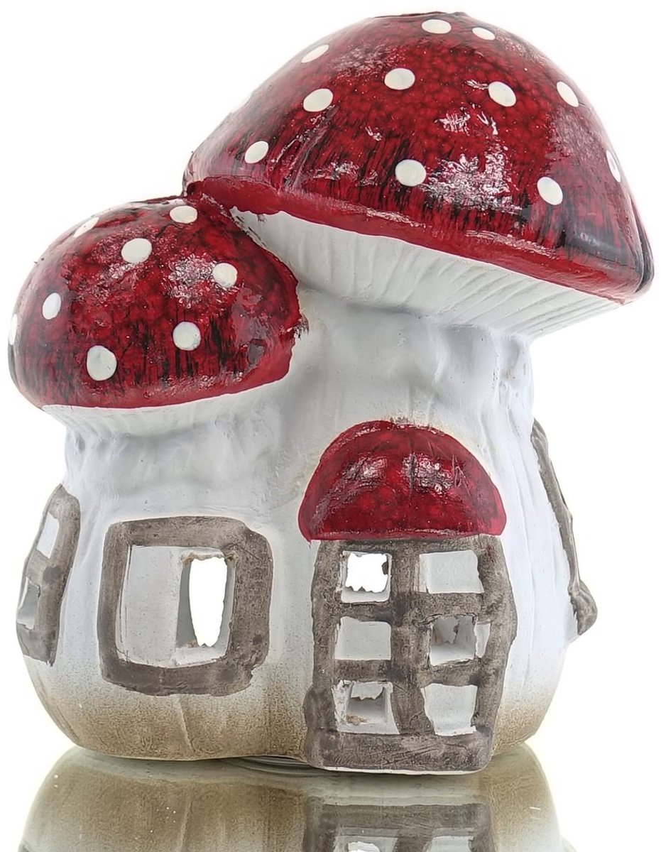Kaemingk Kerstdecoratie Vliegenzwammenhuisje Rood & Wit - Terracotta