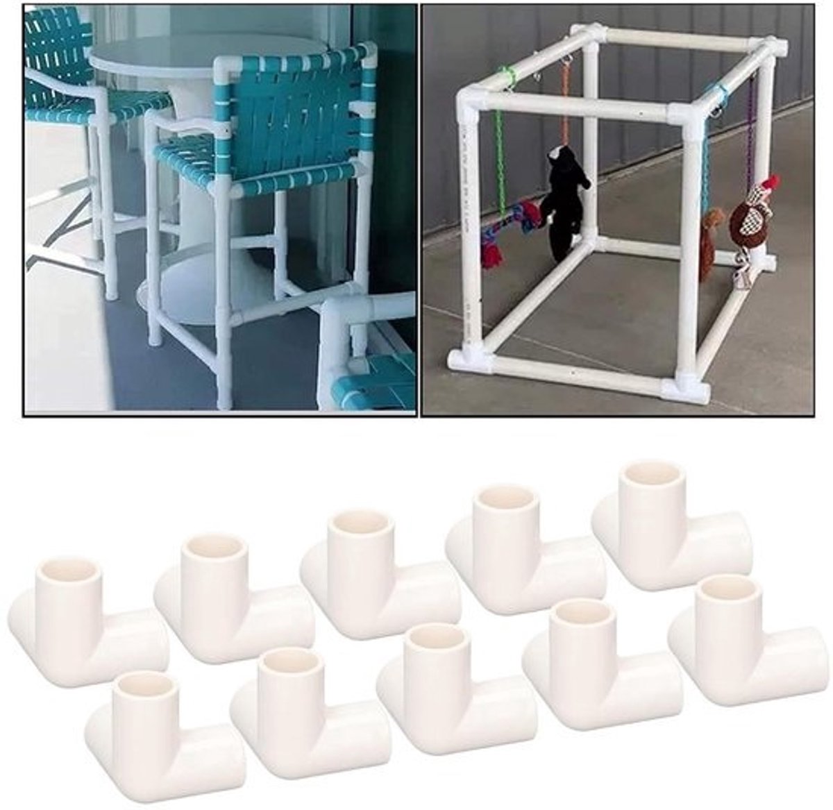 T-buisverbinders - Hoekstukken PVC - Constructie Bouwen - 3-weg Elleboogontwerp - 25 mm - Wit
