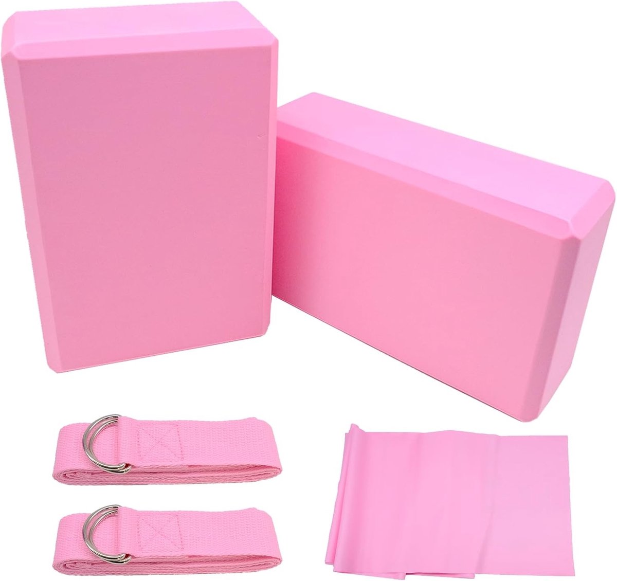 Set van 2 Yoga Blokken met Strap - Lichtgewicht EVA Foam, Antislip Blokken voor Strekken, Meditatie en Flexibele Houdingen