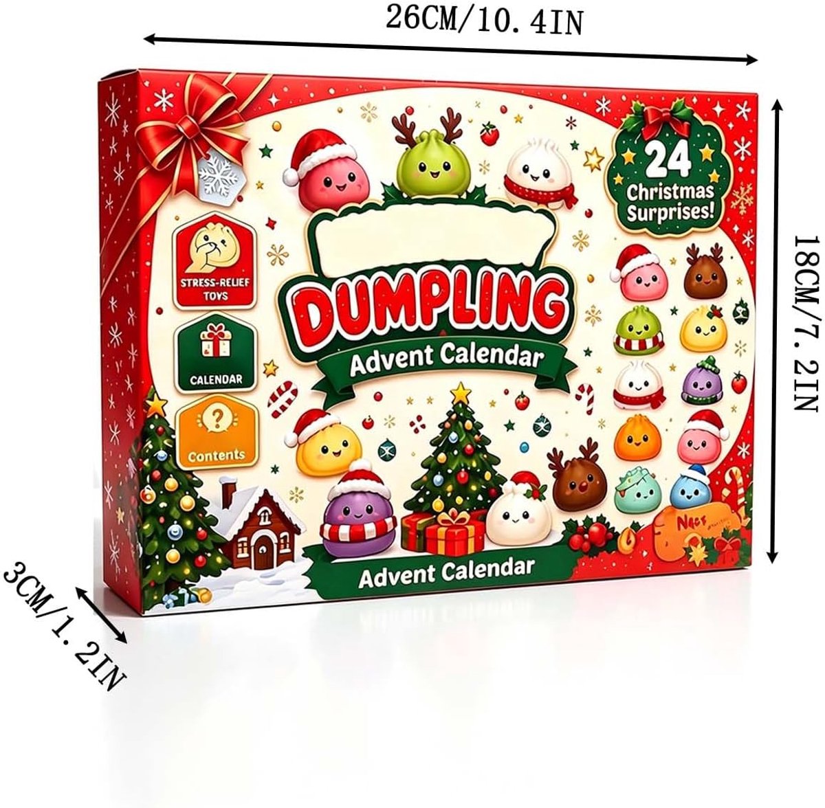 Dumpling Squishy Adventskalender 2026 - 24 Dagen Kerst Aftelkalender met Knijpspeelgoed & Stressballetjes - Antistress Fidget Toys - Geschikt voor Kinderen, Volwassenen, Kerstcadeau & Schoencadeau - 24 Verrassingen - Multikleur – foto 5