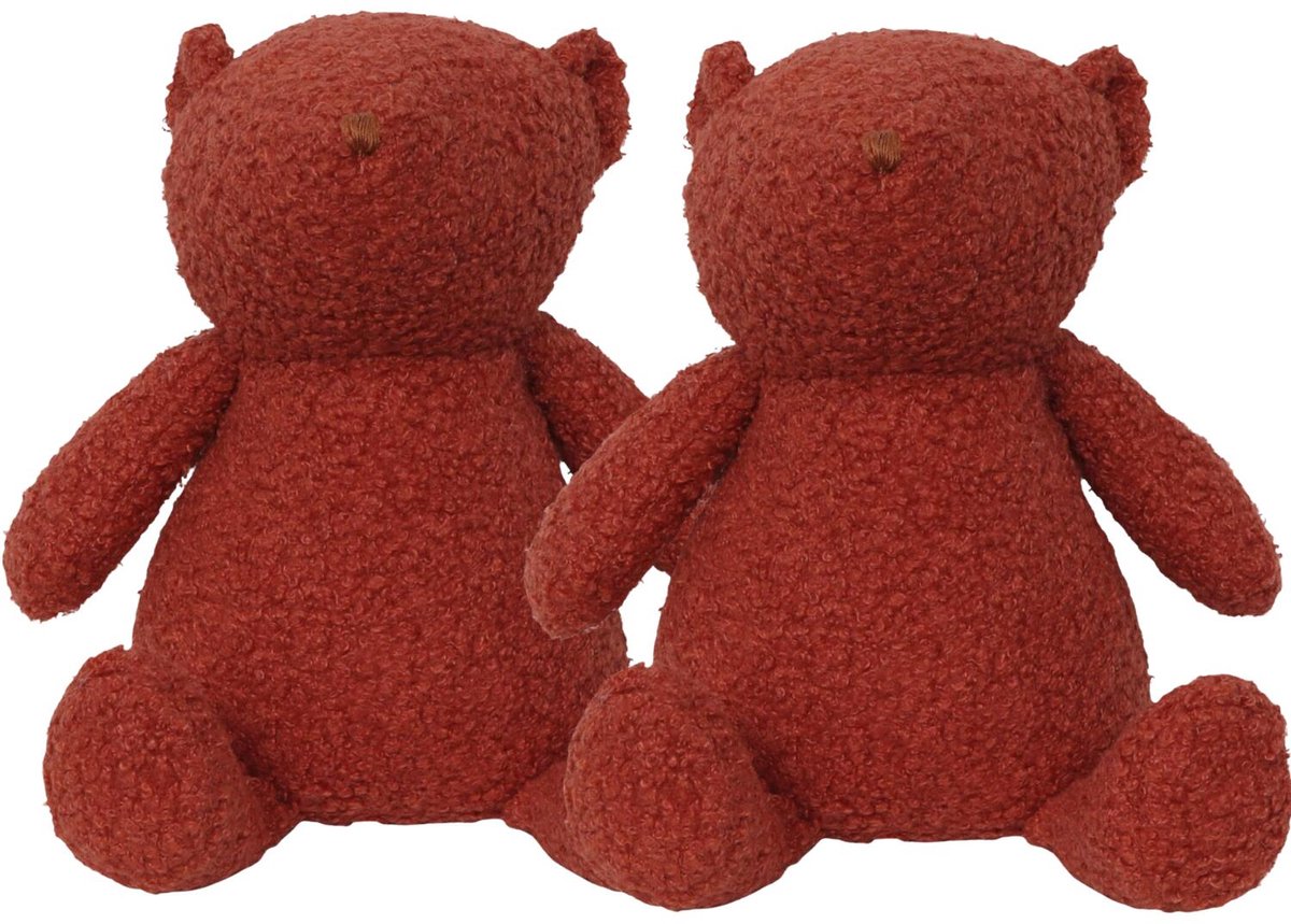 Luance Deurstopper Teddy - 2x - 1 kg - steenrood - knuffelbeer - L13 x B11 x H21 cm