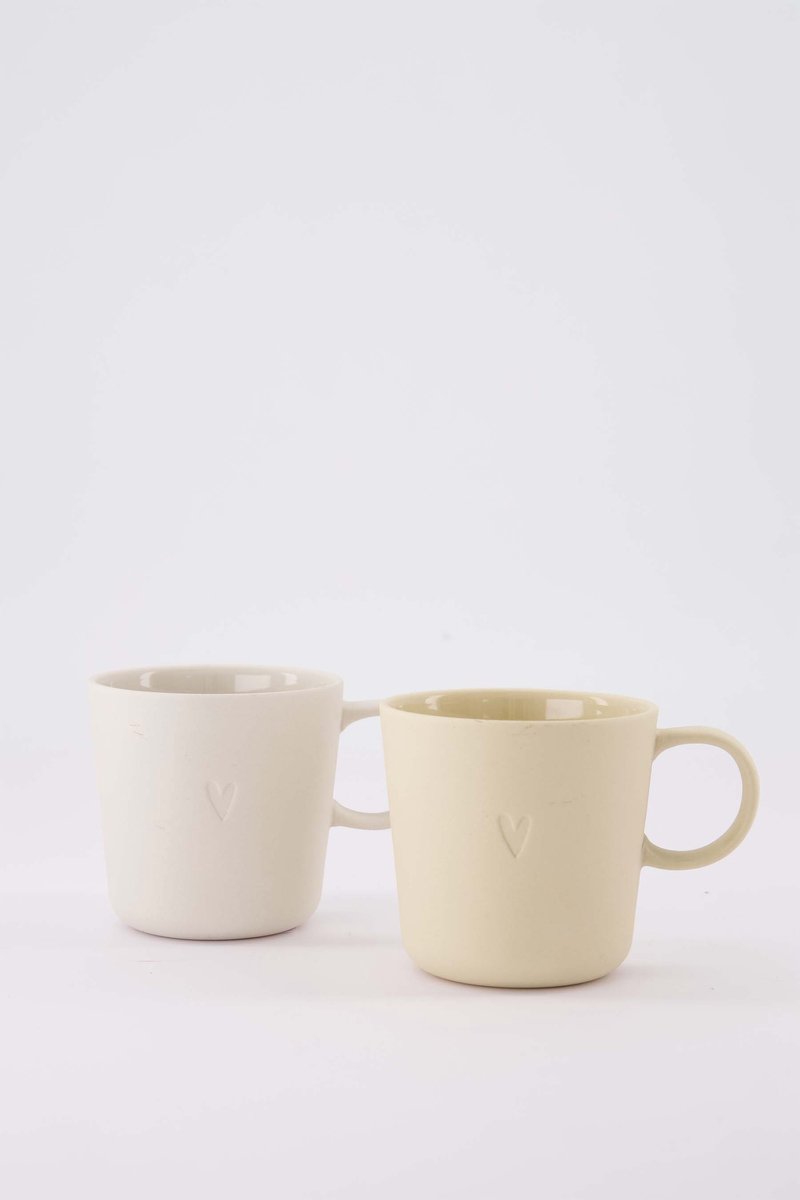Zusss Set Van 2 Koffiemokken Met Oor Hartje - Keramieken Mokken - Sand - 230Ml Keramiek Zand
