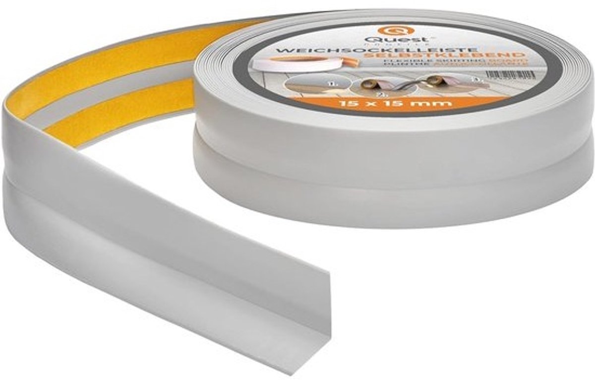 Zachte Plint Zelfklevend - Flexibele Afwerkstrip voor Keuken en Badkamer - Waterdicht en Decoratief (15 mm x 15 mm, Grijs, 5m)
