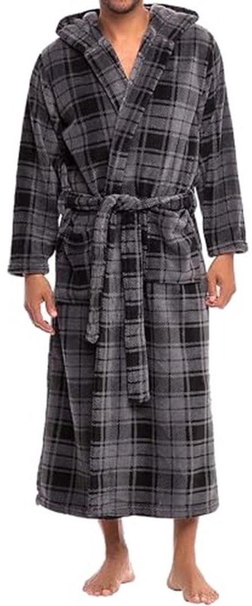 Herenbadjas Met Capuchon - Luxe Pluche Fleece Badjas Voor Comfortabele Avonden
