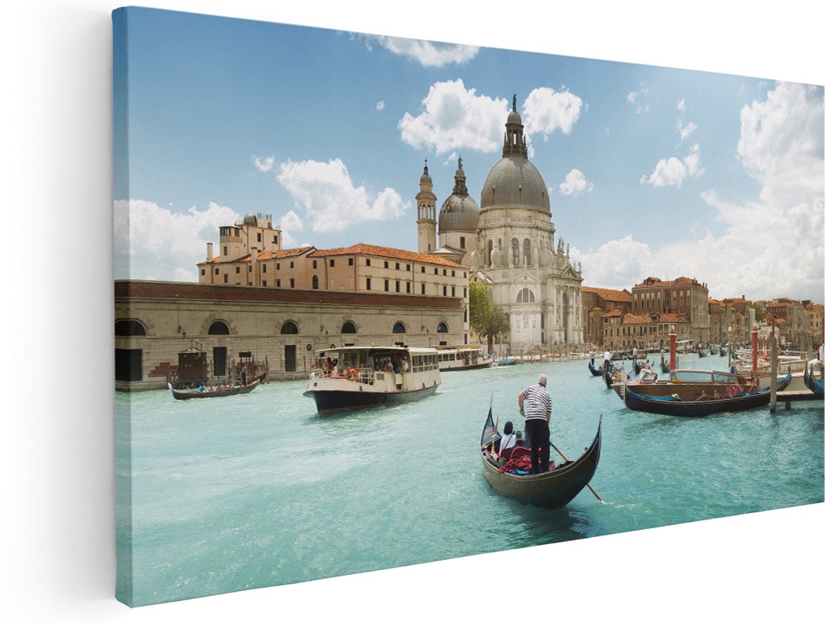Artaza Canvas Schilderij Basiliek San Marco in Venetië op het Water - 180x90 cm - Groot - Wanddecoratie Woonkamer - Schilderijen - Muurdecoratie