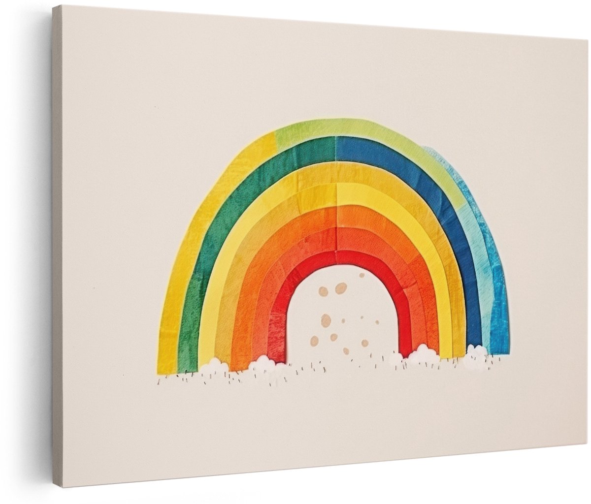 Artaza Canvas Schilderij Regenboog - 180x120 cm - Groot - Wanddecoratie Kinderkamer - Muurdecoratie Babykamer - Kleurrijk Schilderij