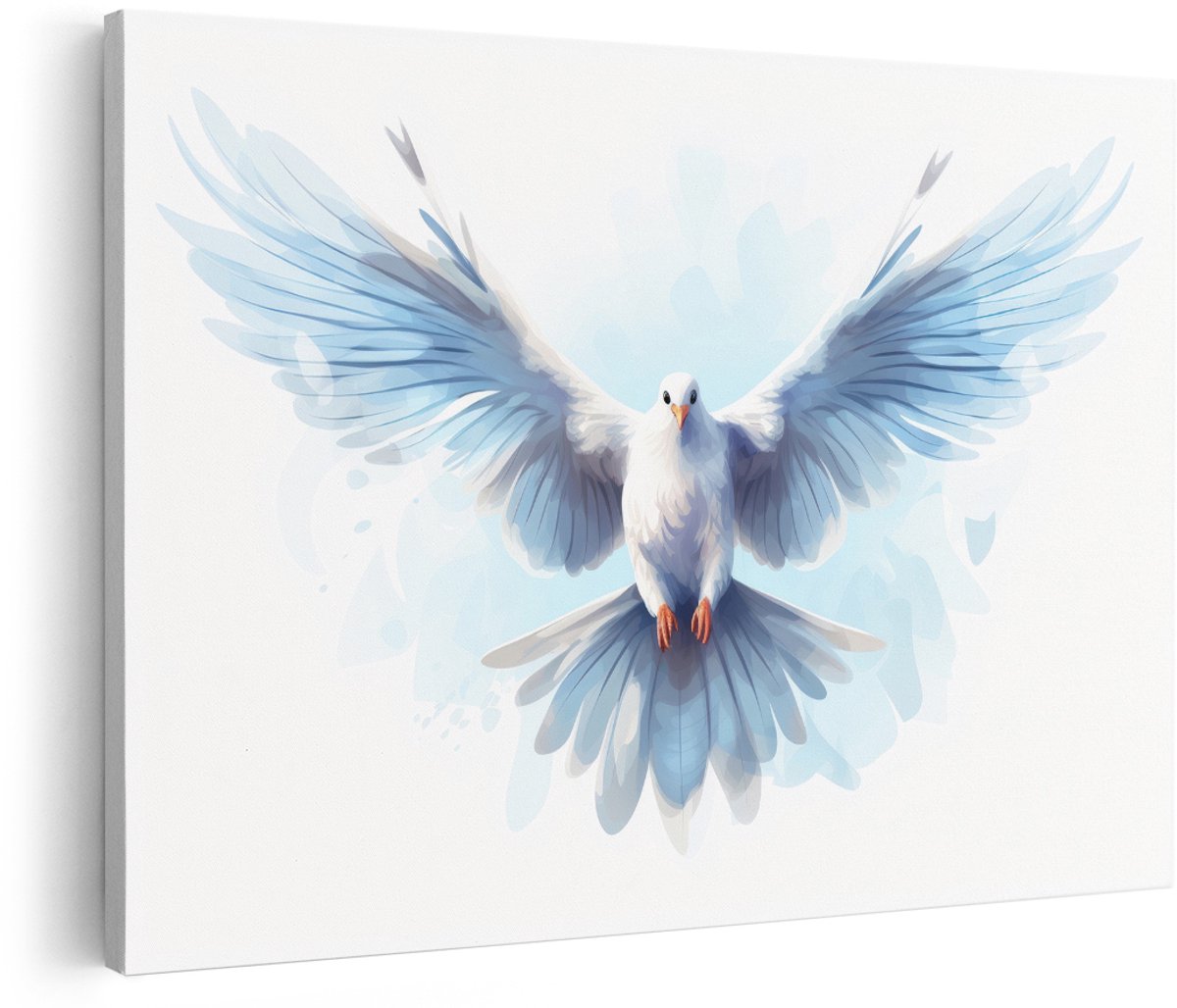 Artaza Canvas Schilderij Witte Duif - 180x120 cm - Groot - Wanddecoratie Vogels - Muurdecoratie Aquarel - Decoratie Woonkamer - Schilderijen Op Canvas