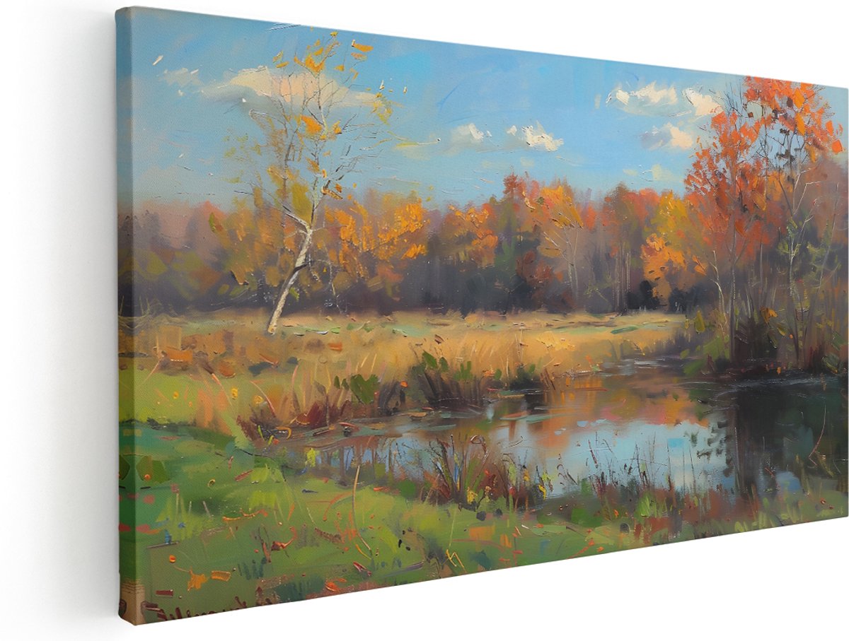 Artaza Canvas Schilderij Landschap - 180x90 cm - Groot - Wanddecoratie Herfst Bomen - Muurdecoratie Natuur Woonkamer - Kamer Accessoires