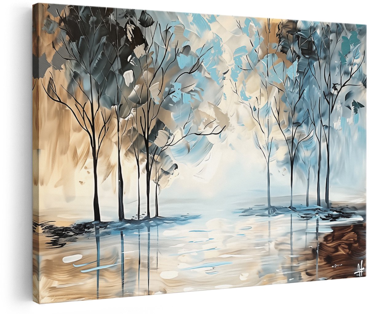 Artaza Canvas Schilderij Bomen in het Water - 180x120 cm - Groot - Wanddecoratie Woonkamer - Schilderijen - Muurdecoratie