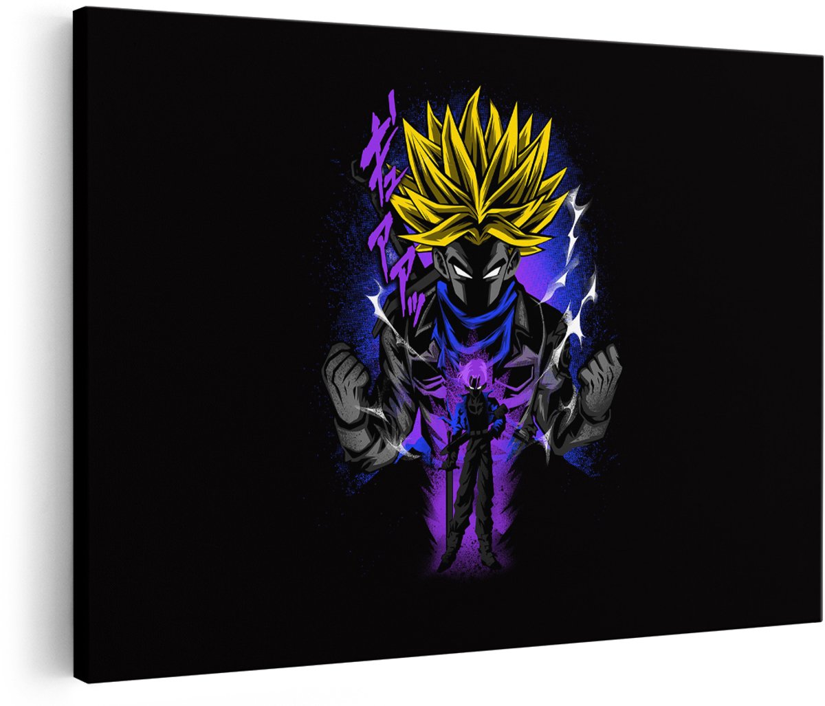 Artaza Canvas Schilderij Trunks - 180x120 cm - Groot - Wanddecoratie Dragon Ball Z Anime - Muurdecoratie Jongenskamer - Schilderijen Op Canvas - Paars