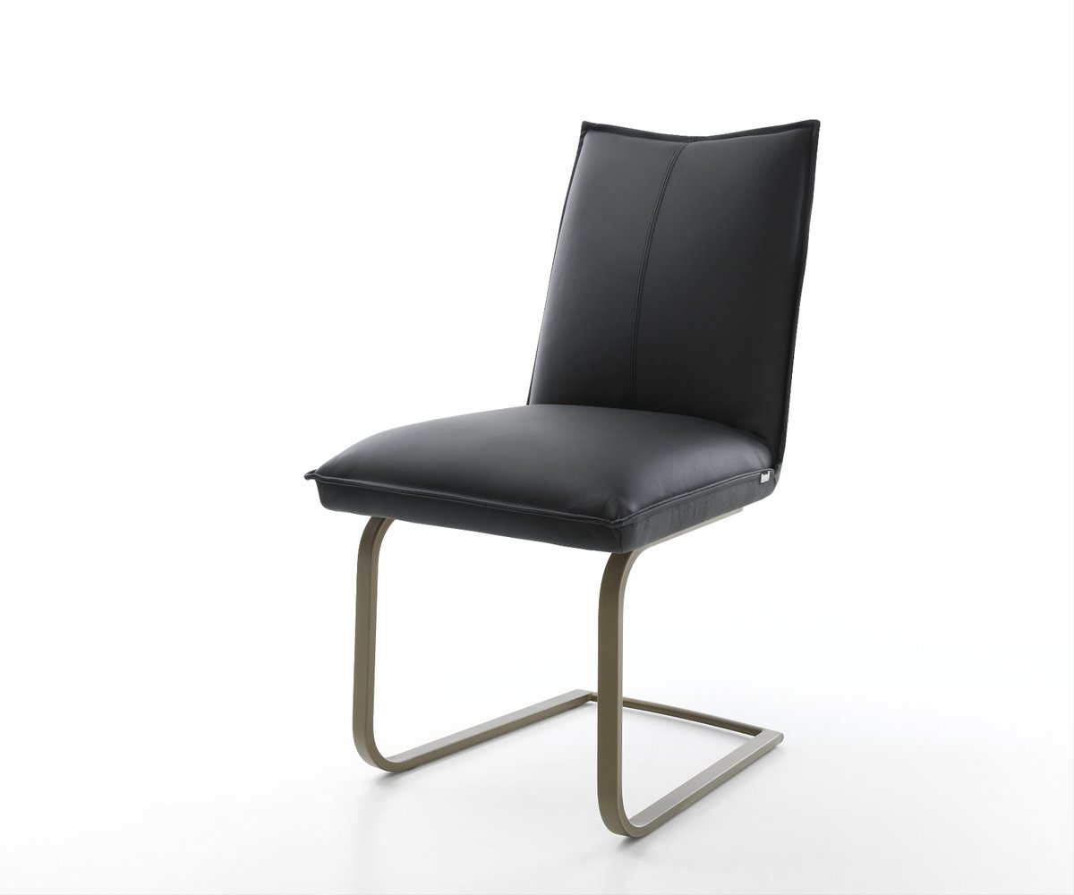 Sledestoel Lelio-Flex sledemodel vlak afwerking met titanium echt leer zwart pocketveer kern