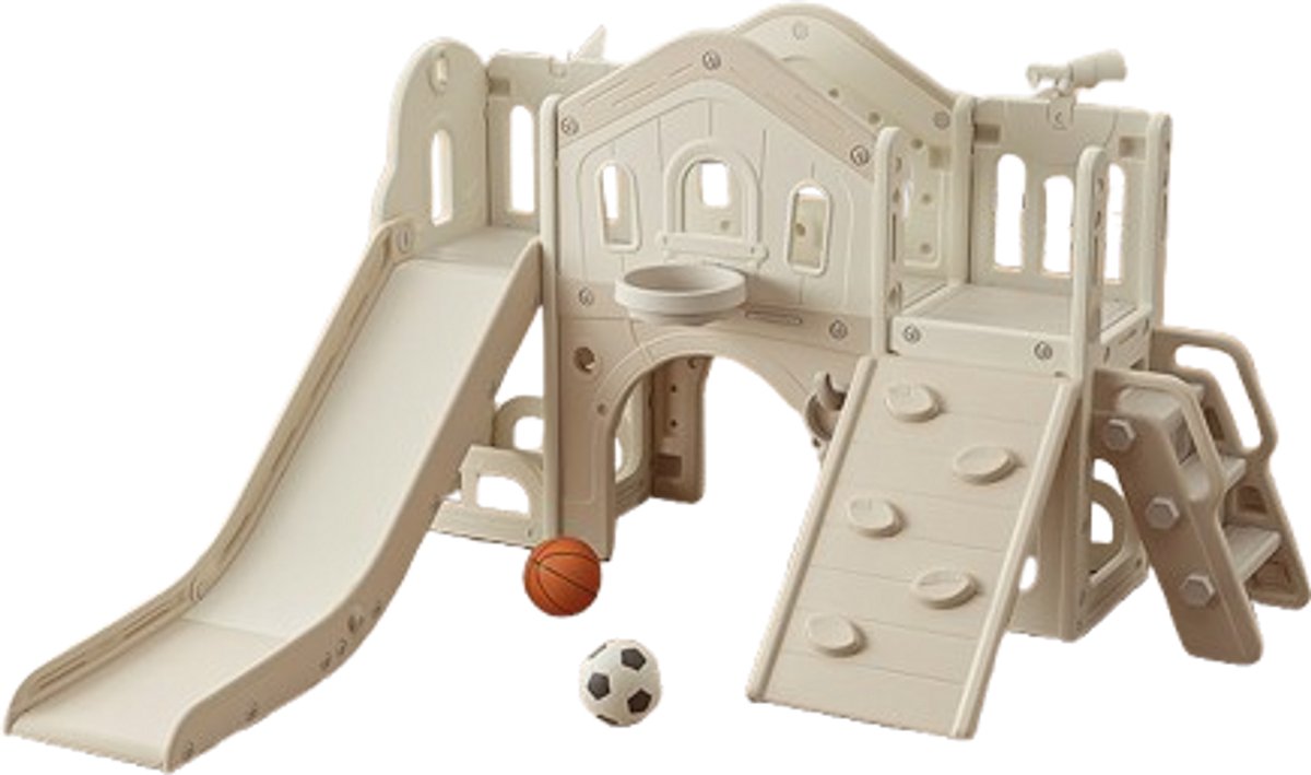 Russle Speeltoestel Toren XL Nature met Glijbaan en Klimwand - Beige