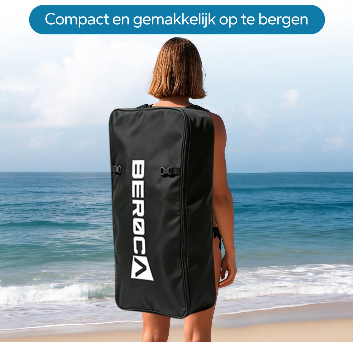 BEROCA SUP Board - met Zitje - Opblaasbaar Paddle Board - Complete Set - 320x81cm - Max. 160 kg- Blauw Wit – foto 5