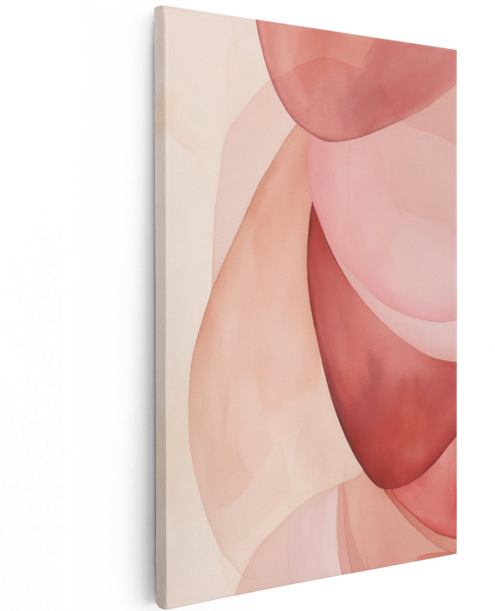 Artaza Canvas Schilderij Abstract - 120x180 cm - Groot - Wanddecoratie Modern - Muurdecoratie Roze - Decoratie Vloeiende Vormen - Schilderijen Op Canvas