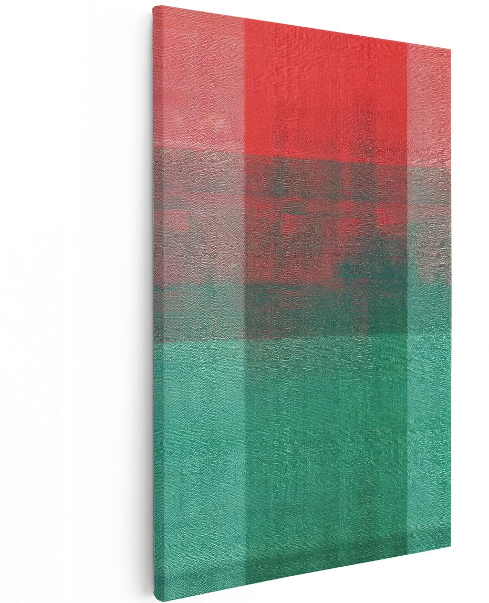 Artaza Canvas Schilderij Abstract - 120x180 cm - Groot - Wanddecoratie Modern - Muurdecoratie Abstract - Decoratie Geometrisch - Rood Groen