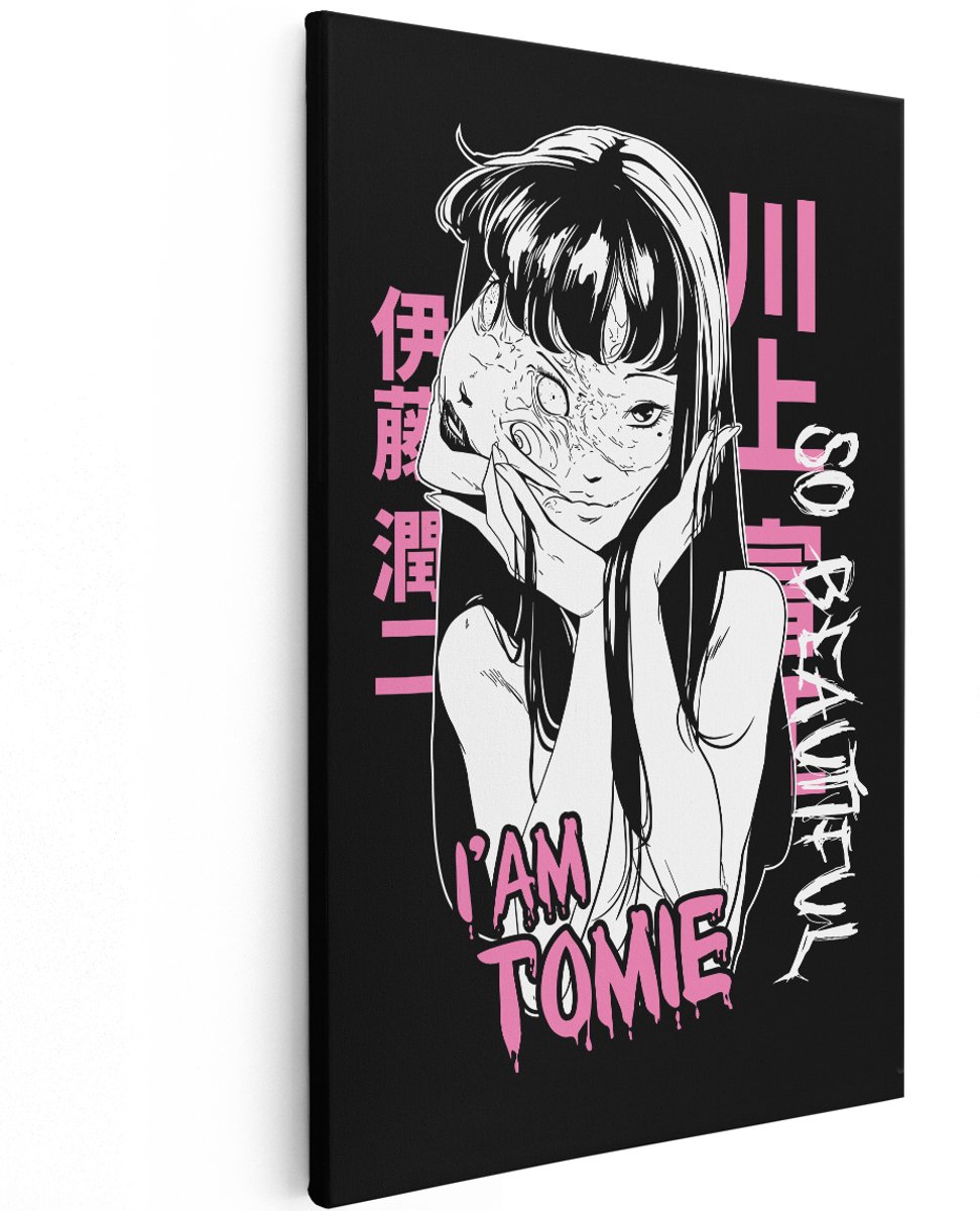 Artaza Canvas Schilderij Tomie - 120x180 cm - Groot - Wanddecoratie Junji Ito Manga - Muurdecoratie Horror Anime - Schilderijen Op Canvas Zwart Wit