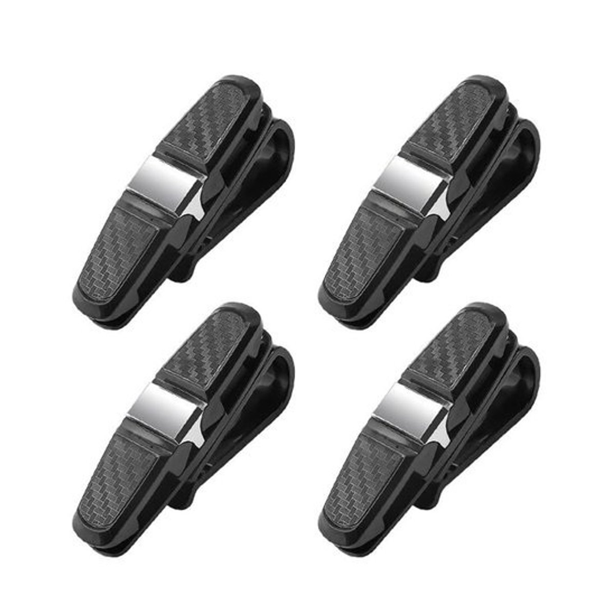 Dailygoods - Brilhouder voor auto, 4 stuks brilhouders voor auto zonneklep, zonnebrillen en brillen met kaartclip, 180° rotatie auto zonneklep zonnebril clip, universele dubbele brillenhouder