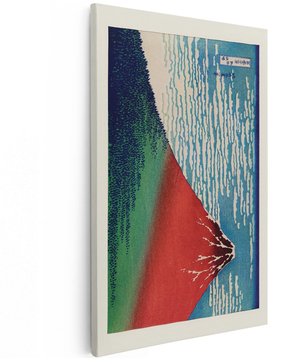 Artaza Canvas Schilderij Berg Fuji - 120x180 cm - Groot - Wanddecoratie Japan - Muurdecoratie Vintage Landschap - Decoratie Oosters - Rood