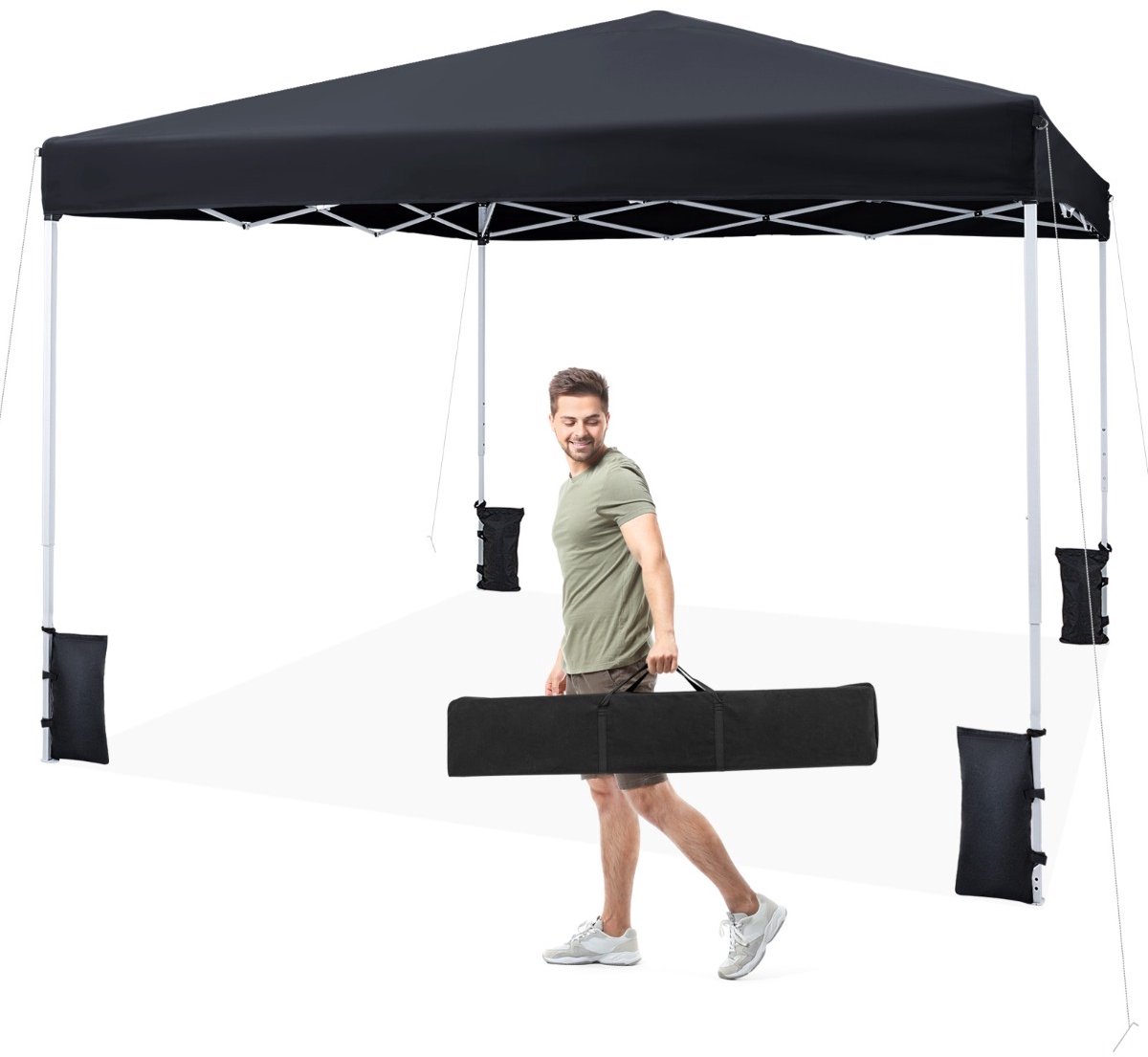 SureDeal® - Partytent - Pop Paviljoen Tuinpaviljoen - Hoogte Verstelbare Stangen - 290x290x230 cm - Donkerbruin