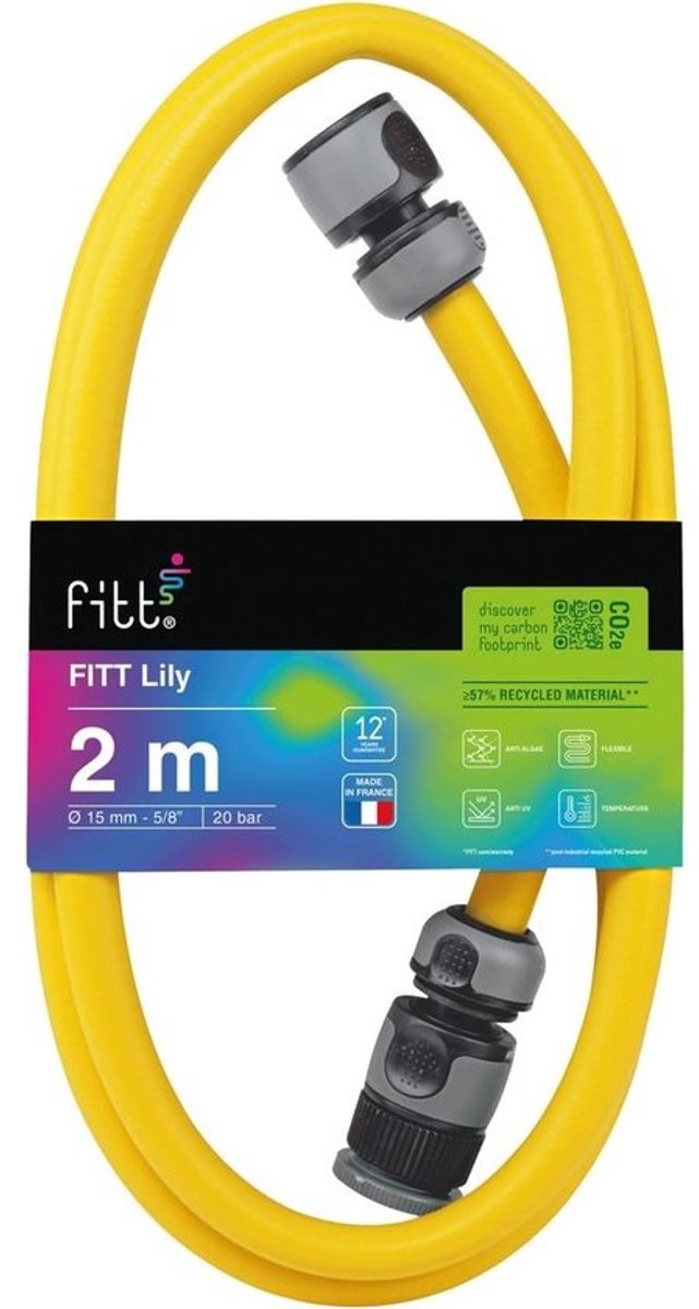 Flexibele tuinslang 15mm (5/8 inch) met koppelingen 2 meter