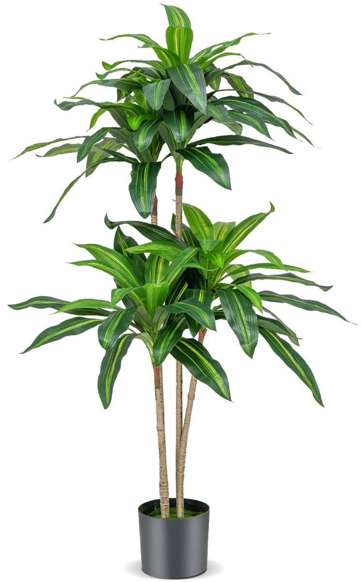 SureDeal® - Kunstplant - Hoge Kunstboom Nep - Bladeren Cement Pot - Tuindecoratie Thuiskantoor - 17x14,5x. cm - Groen