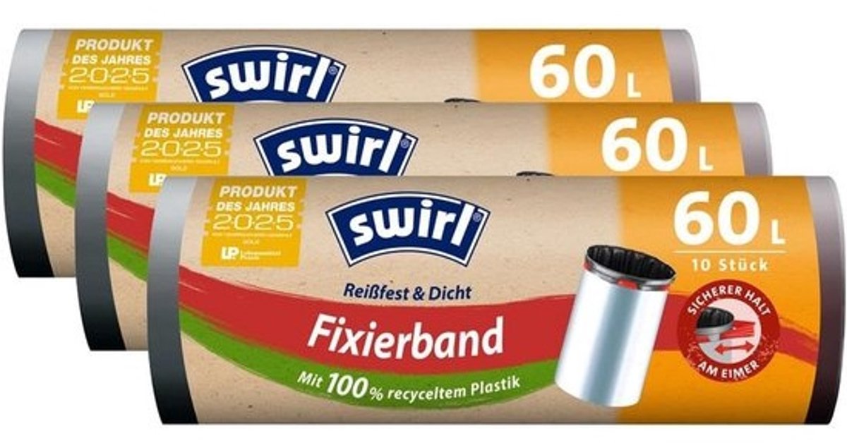3x Extra Sterke Vuilniszakken 60L met Bevestigingsband (30 stuks)
