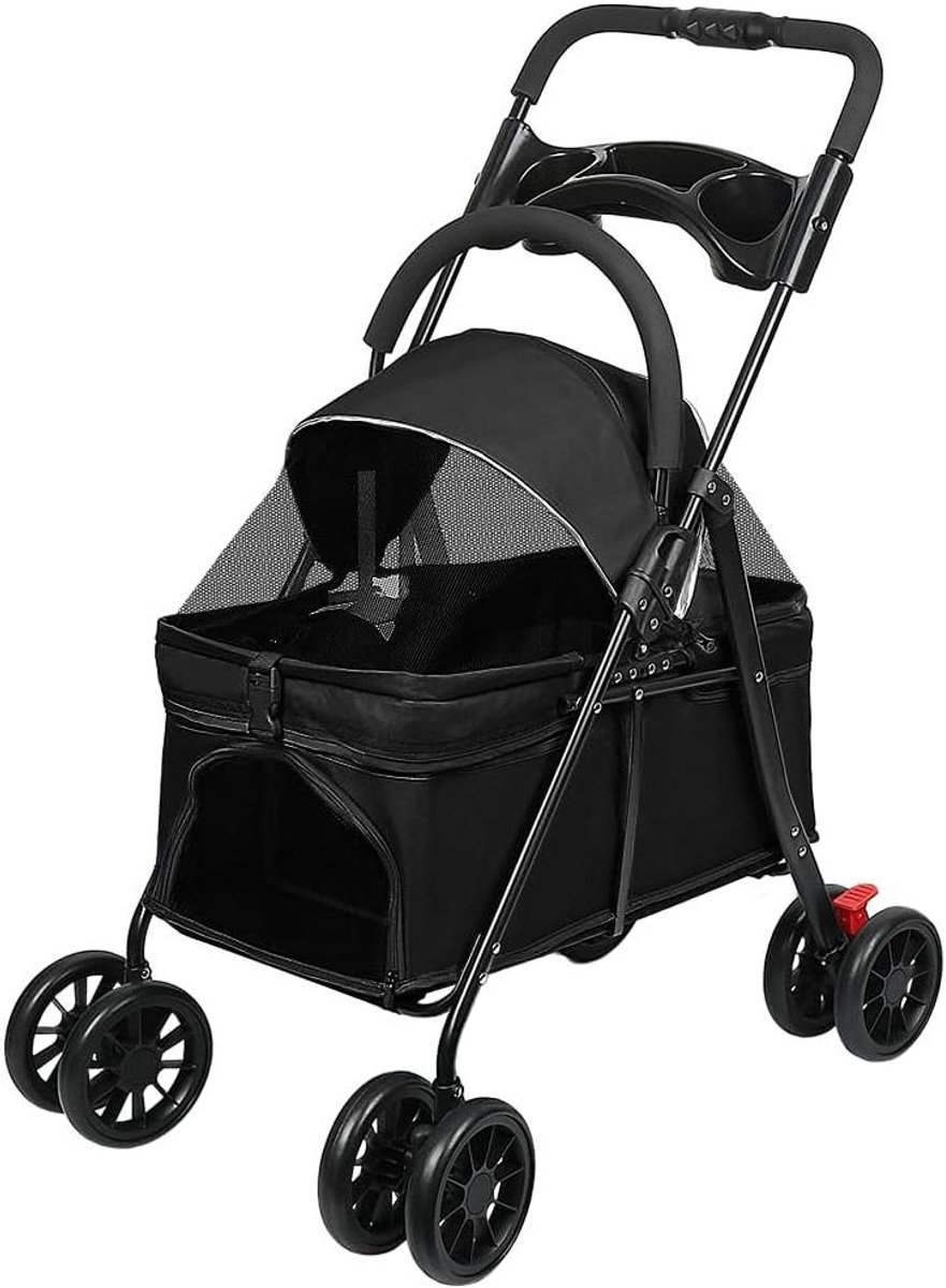 Hondenbuggy Opvouwbaar - Dierenwagen - Reizen met huisdier - Waterdicht Oxford Materiaal - 97 x 49 x 69 cm - Zwart