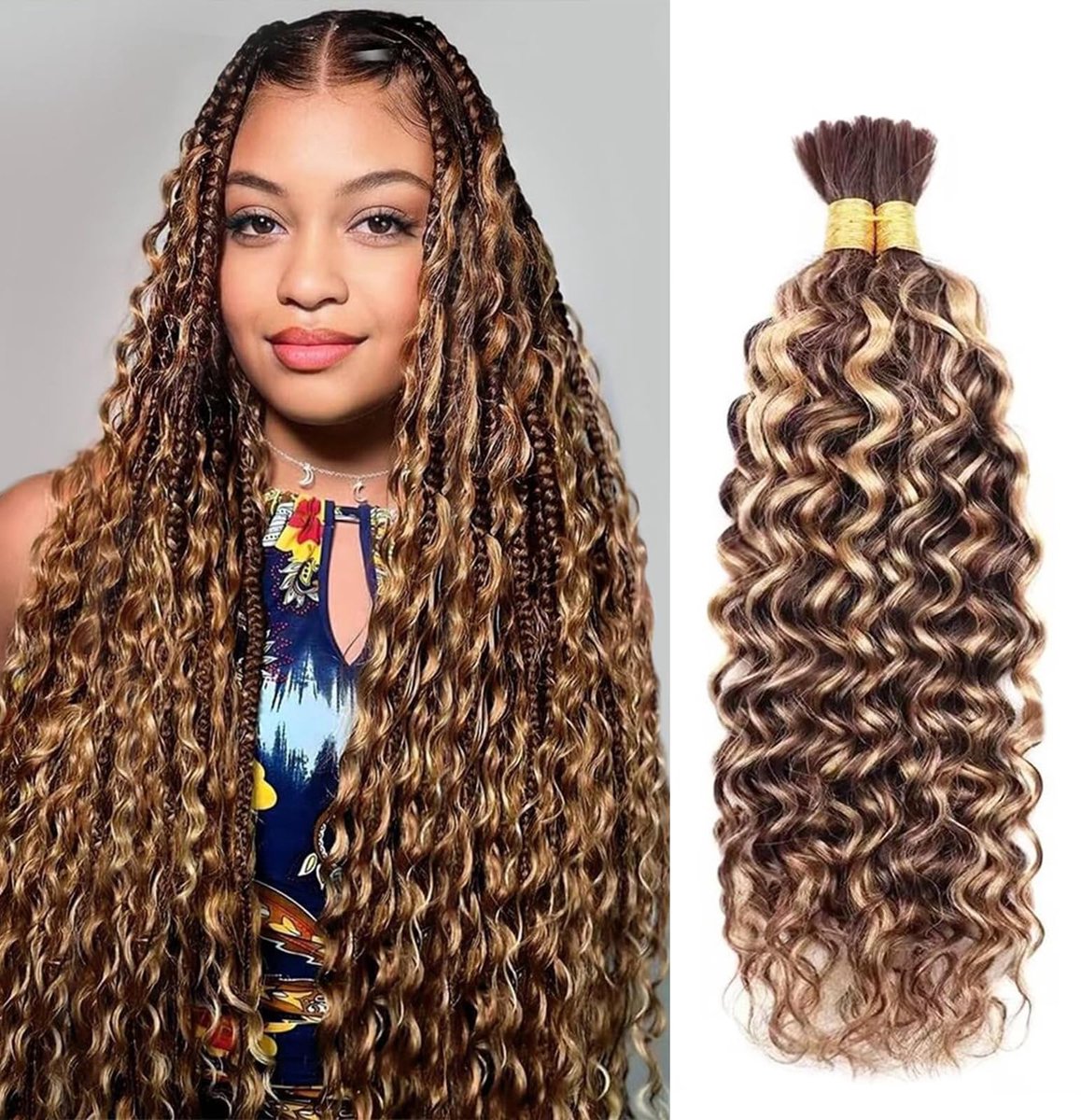 Yuefer Braiding Human Hair Extensions, 100% Unprocessed Virgin Brazilian Hair No Weft Raw Water Wave Bulk Hair - ShopVlot