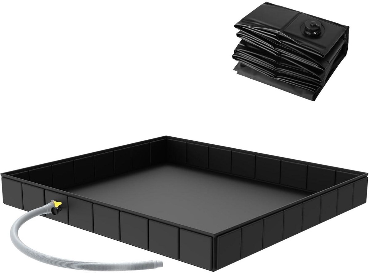 SSTRWGOOD Opvouwbare douchebak - 104 x 104 x 13 cm - Draagbare douchebak - Inclusief afvoerslang - Geschikt voor buitendouches/tuindouches - Geschikt voor douchetenten en voortenten - Geschikt voor binnen en buiten