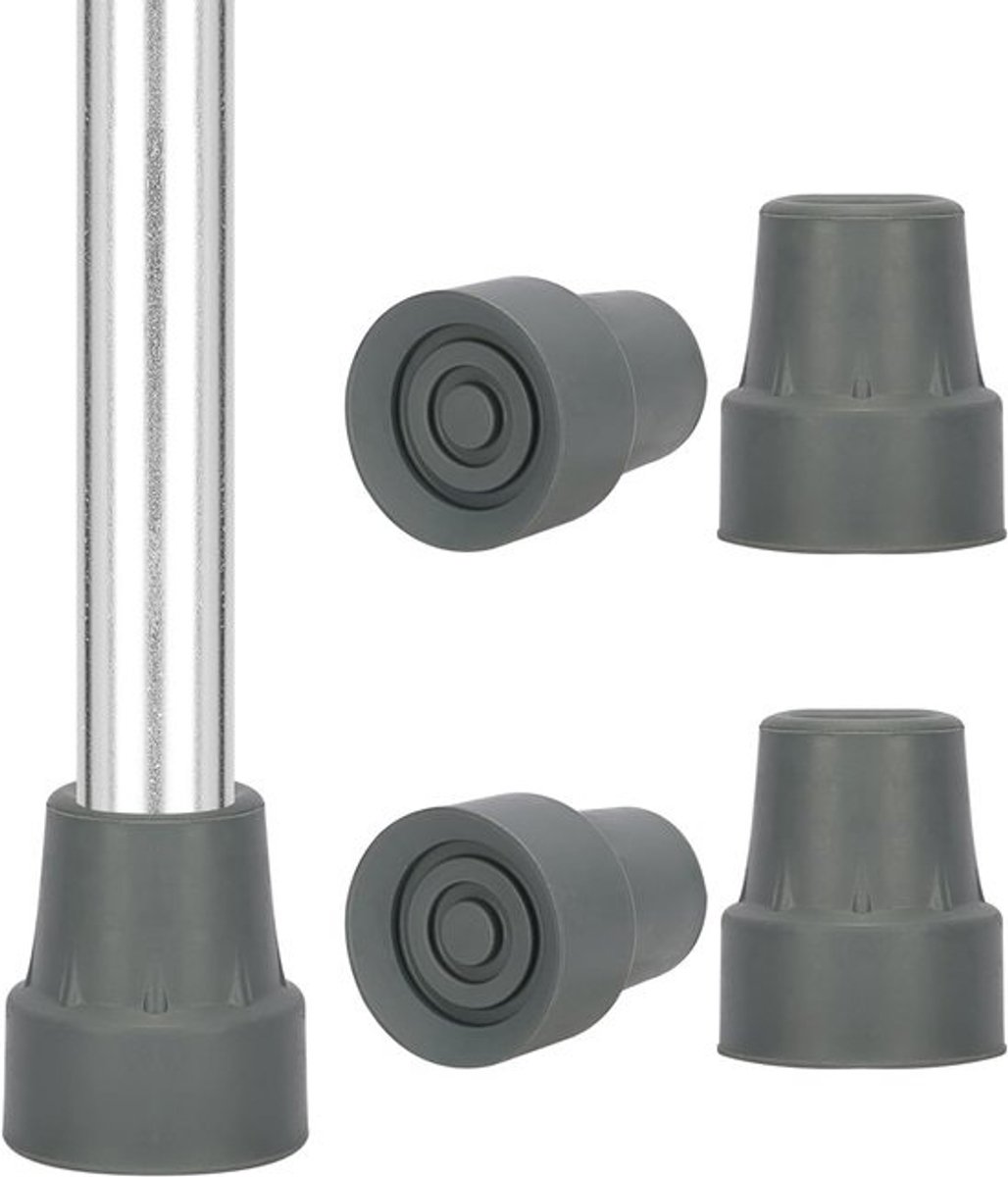 4x Rubber Stilettendoppen 19mm voor Wandelstokken en Krukken - Antislip met Metalen Binnenwerk