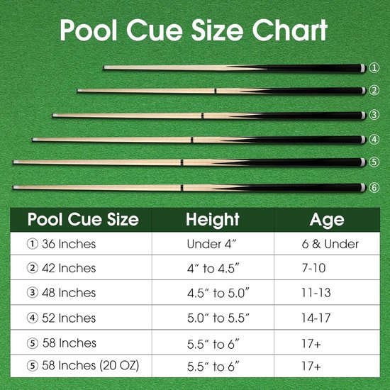 Pool Keu Set - Biljart Keu - Spel Spelen - Hard Maple Shaft - 58 Inch - Zwart — afbeelding 4