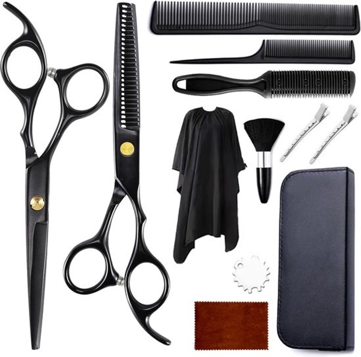 Professionele Kappersset 12 Delig met Scherpe Scharen, Tondeuse en Accessoires