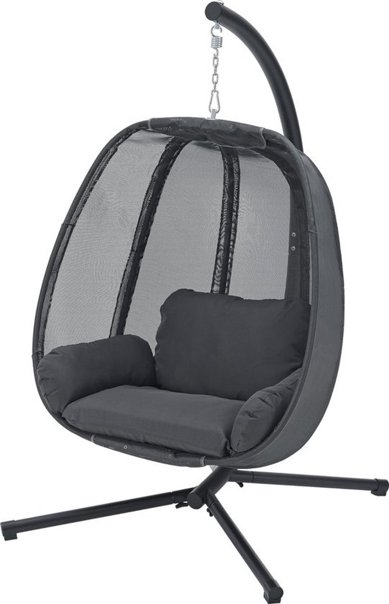 Hangstoel Deluxe Cole - Met Standaard en Kussens - Donkergrijs - Luxe Design