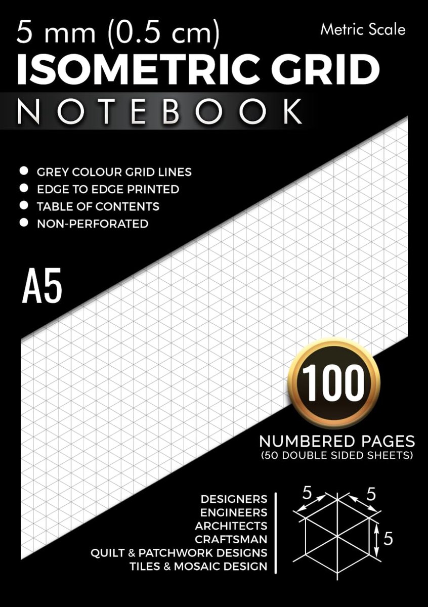 5mm Isometric Graph Paper Notebook A5: 100 Numbered Pages (50 Double Sided Sheets) with Table of Contents - ShopVlot