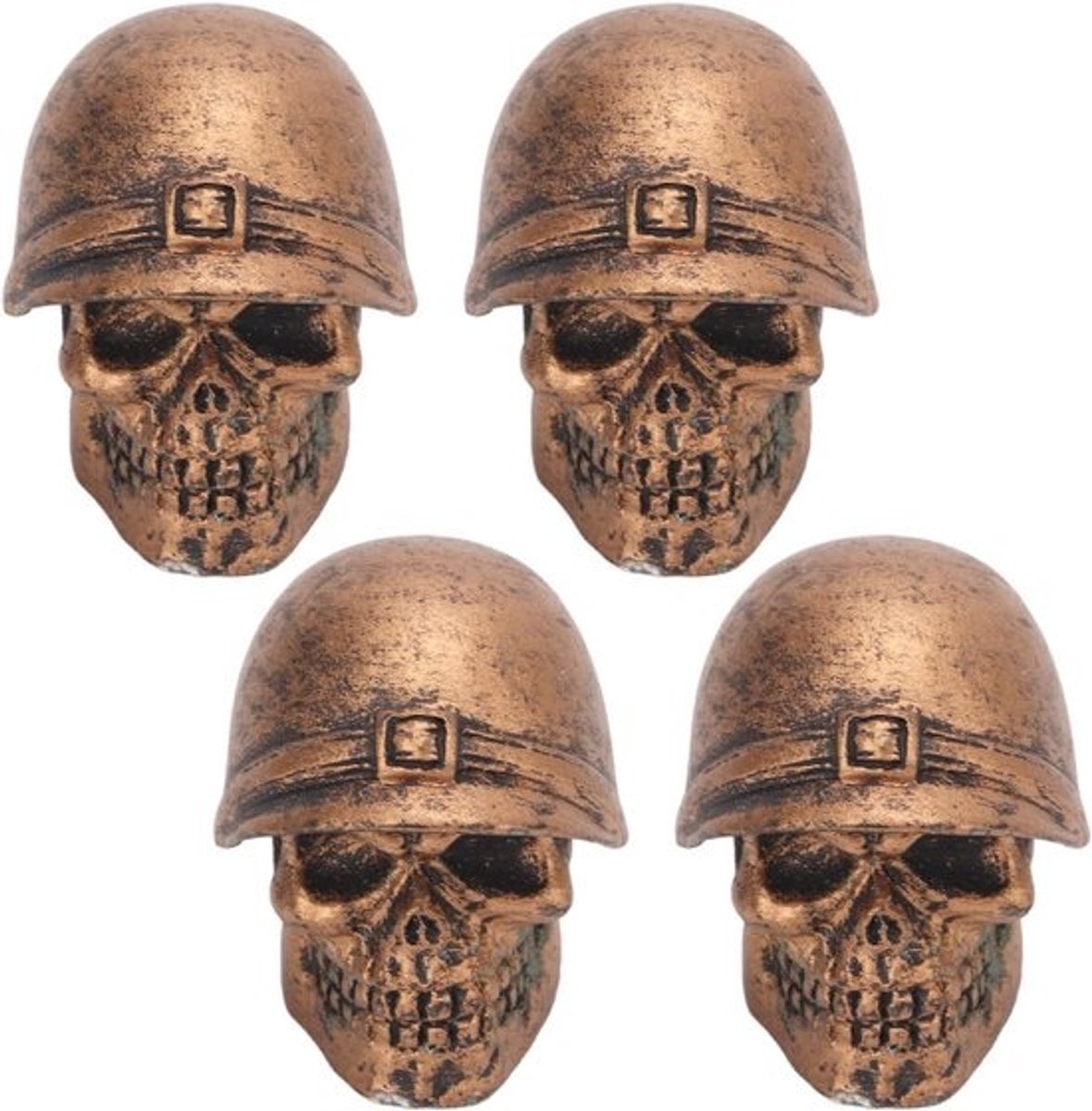 4 Piece Tire Valve Caps Skull Style - Car Tire Dust Cover Caps - Universal Car Wheel Valve Caps for Cars - Trucks - Bikes - Motorcycles - Bicycles - Bronze
