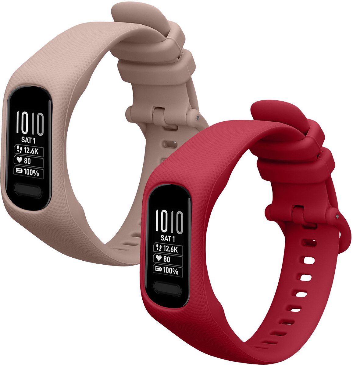 kwmobile 2x horlogebandjes geschikt voor Garmin vivosmart 5 / Smart 5 bandje - Smartwatch bandjes van TPU - Activity tracker horloge band in bordeauxrood / oudroze