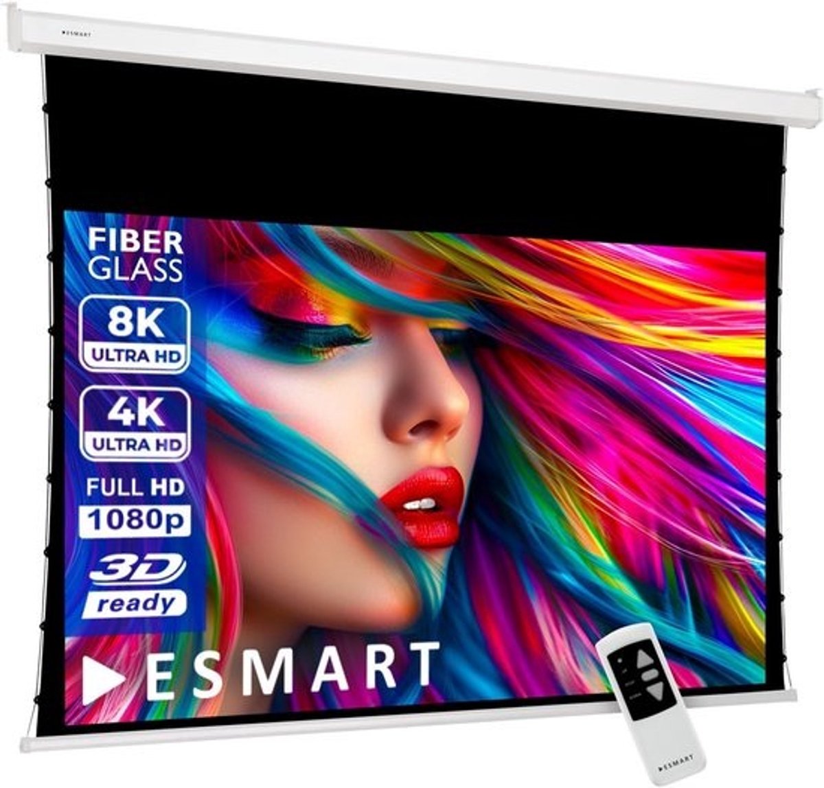 Elektrisch Projector Scherm 221x125 cm 16:9 - Programmeerbare Afstandsbediening - Stille Bediening - Mat Witter Doek - Voor Thuisbioscoop