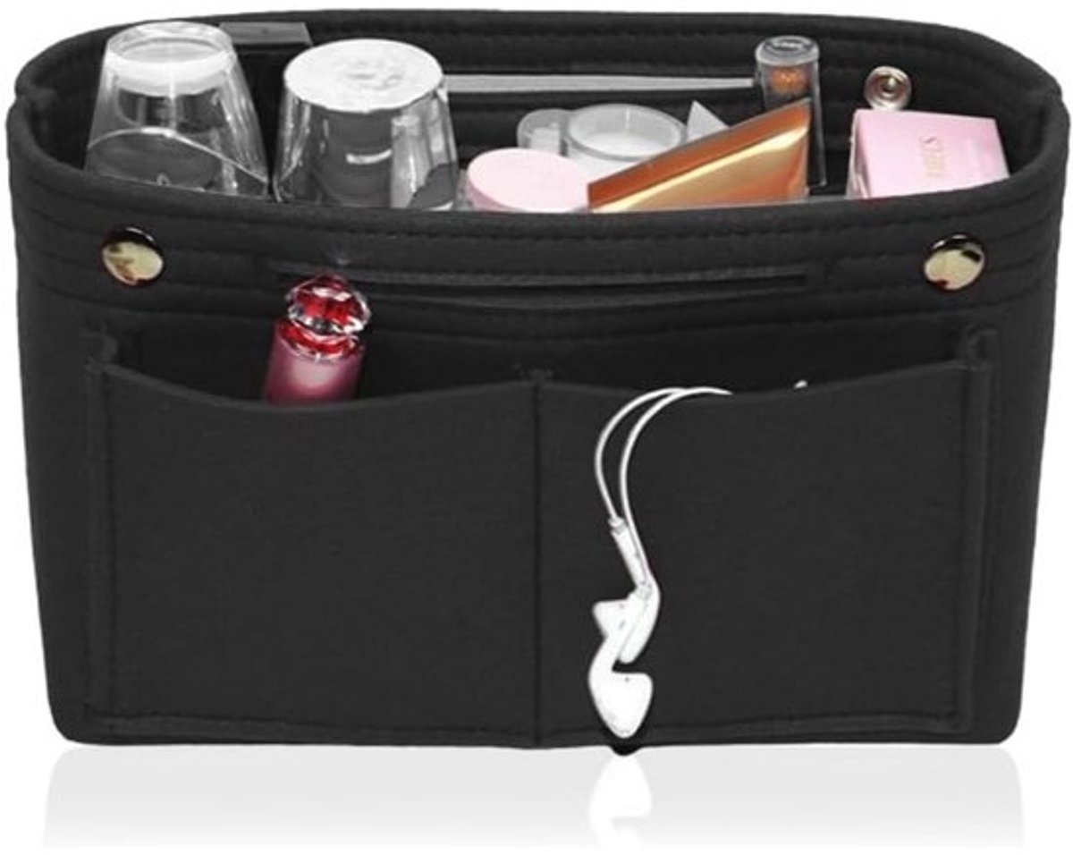 Tote Bag Organizer voor Universiteitsgebruik - Multi-pocket Handtas Organizer in Zwart 24 x 8 x 15 cm