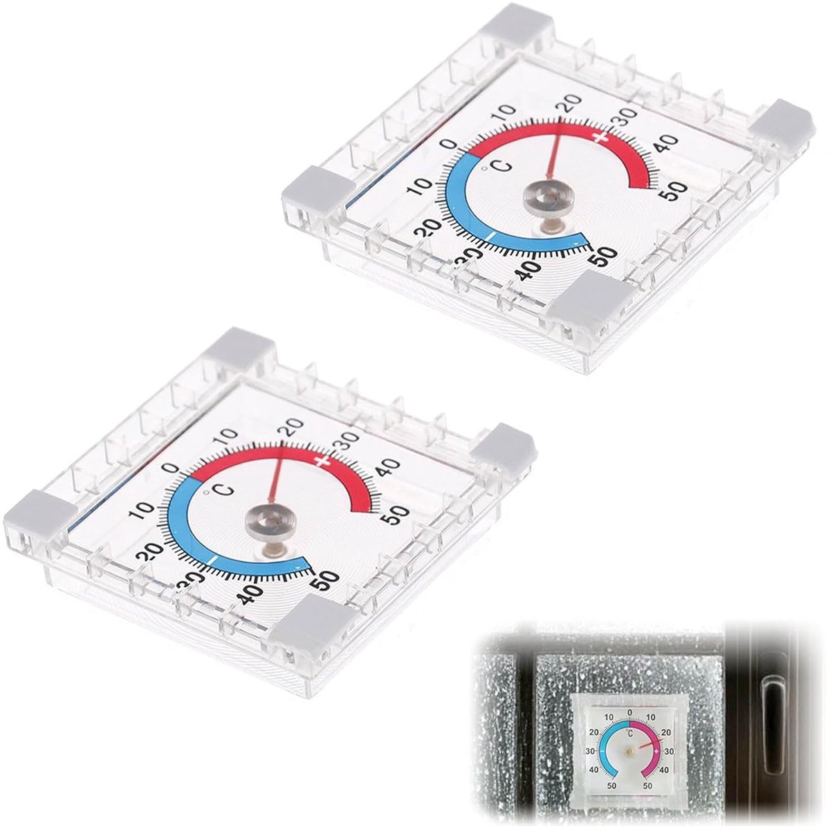 Buitenthermometer - Transparant - 7,5 cm - Weerbestendig en Zelfklevend - Voor Binnen en Buiten