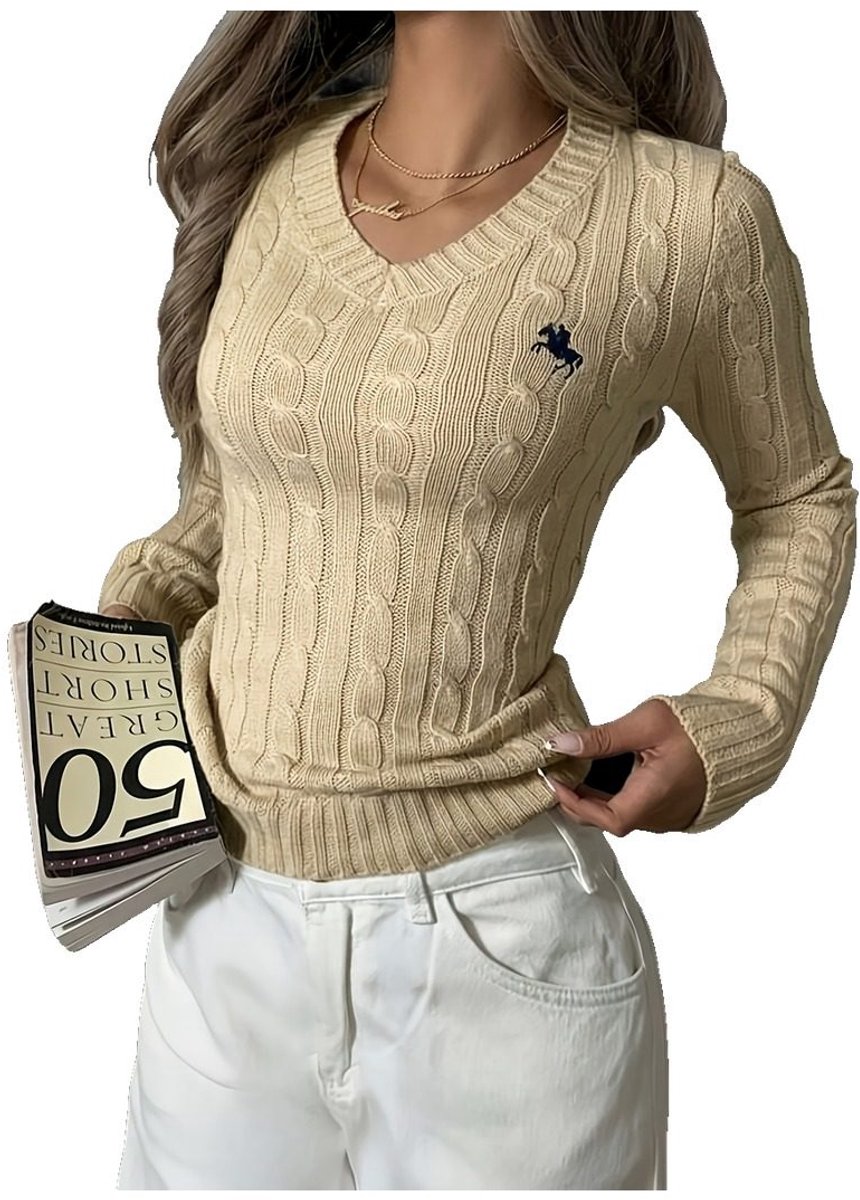 Currero Sweater Dames Sweaters Sweatshirt Hoodie Warme Trui Pullover Jumper Crewneck Vest Donker Beige