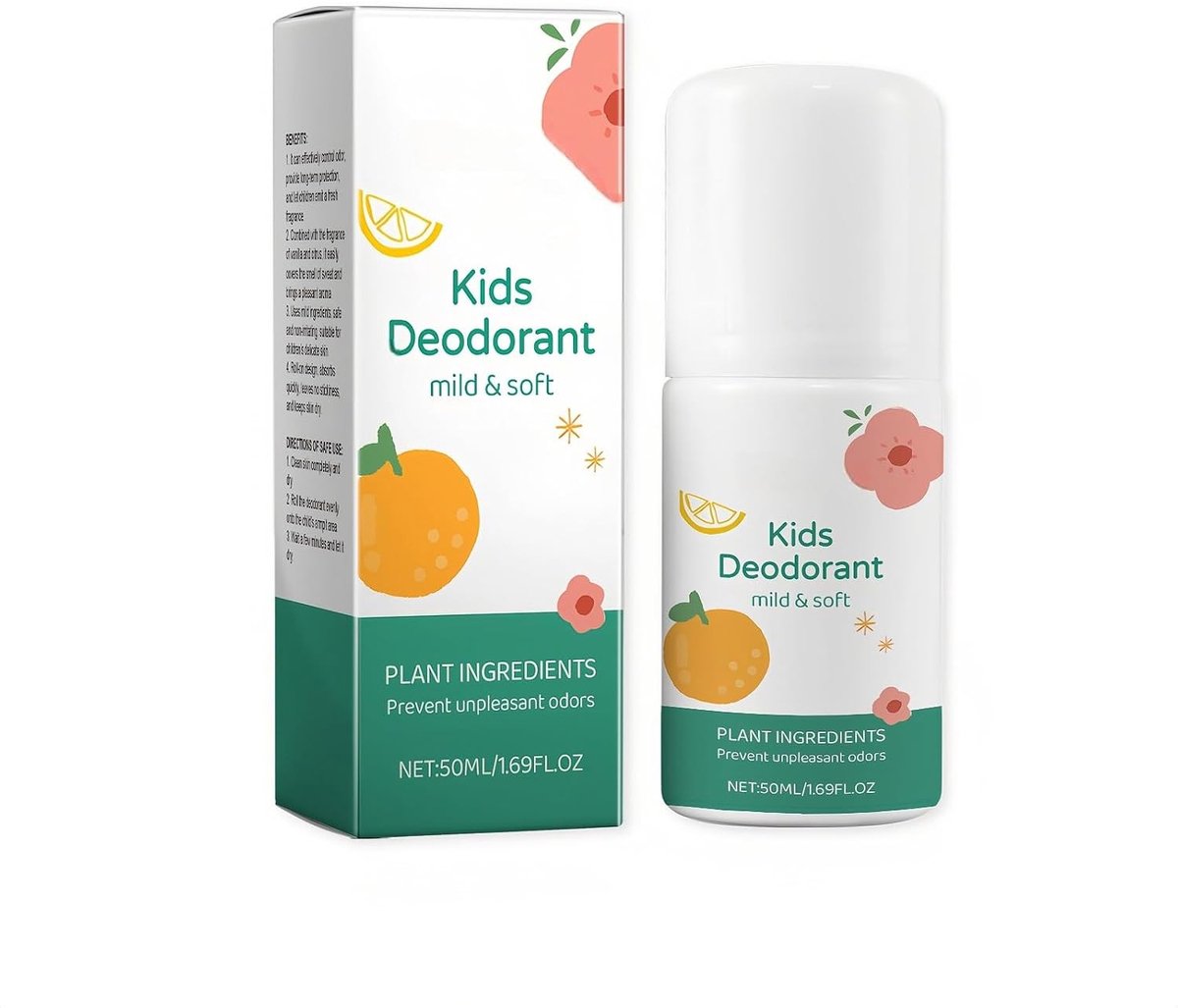 Natuurlijke roll-on deodorant voor kinderen, beschermt tegen transpiratie en zorgt voor een frisse geur zonder schadelijke stoffen