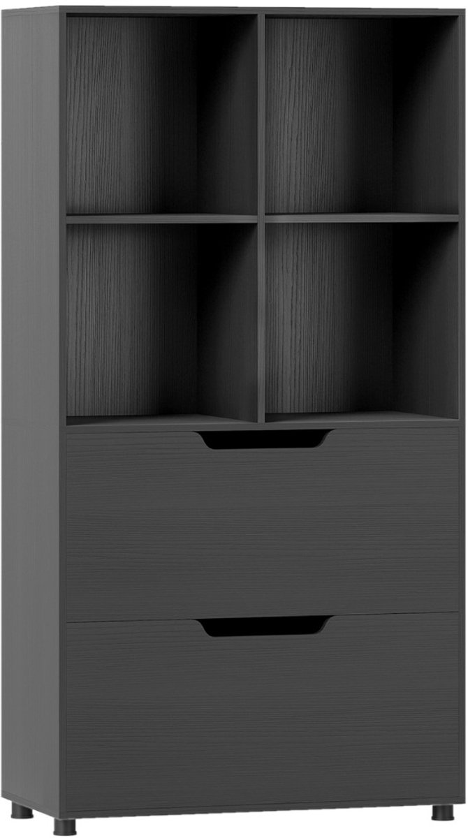 SureDeal® - Opbergrek - Boekenkast - Vier Open Planken - Kantelbeveiliging Zwart - 70x33,5x130 cm - Donkerbruin